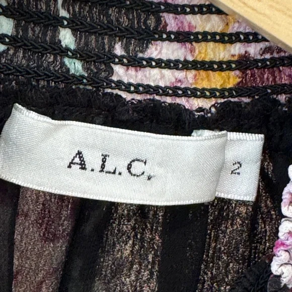 A.L.C. VENETIA TOP Black Floral Blouse - Picture 2 of 13